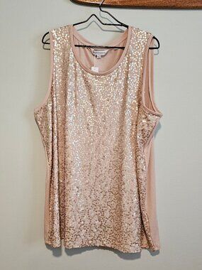 **NWT** Capsule Dusty Pink Tank Top with Sequin Front, Size 22